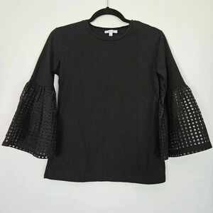 Maette Lolo black top‎ with textured bell sleeves size XS Stella & dot